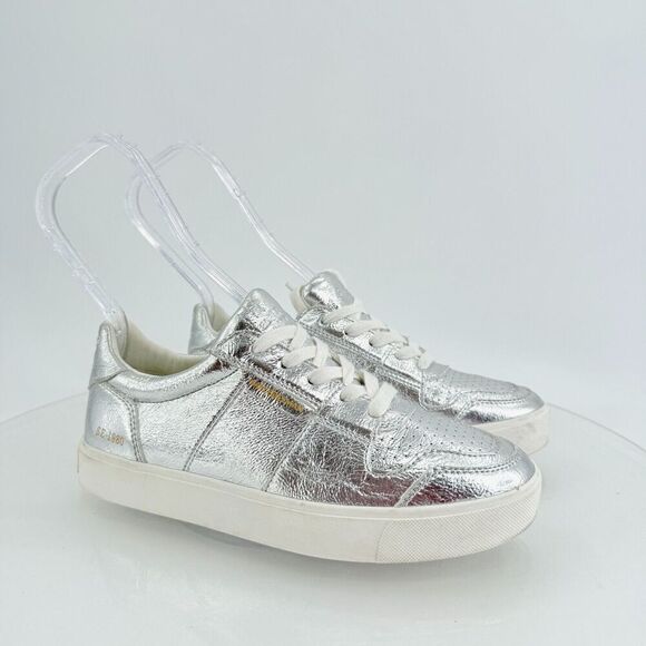 Sam Edelman Womens Edie Sneakers Shoes Low Top Silver Metallic Lace Up 6.5M - Picture 1 of 14
